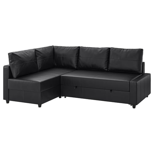 FRIHETEN corner sofa bed, 4 seater with extra back cushions, Bomstad