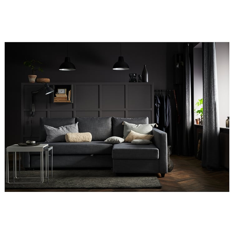 FRIHETEN corner sofa bed with storage, Skiftebo dark grey IKEA