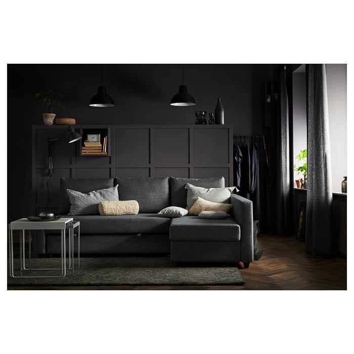FRIHETEN corner sofa bed with storage, Skiftebo dark grey IKEA
