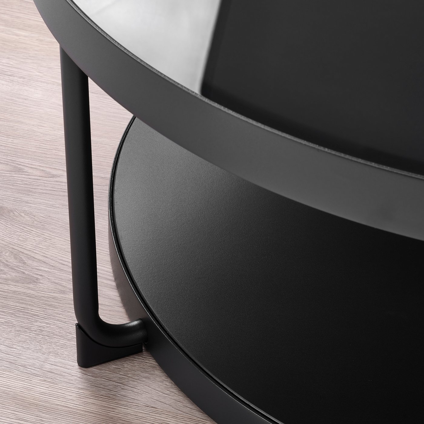 FRÖTORP coffee table, anthracite marble effect/black glass, 88 cm