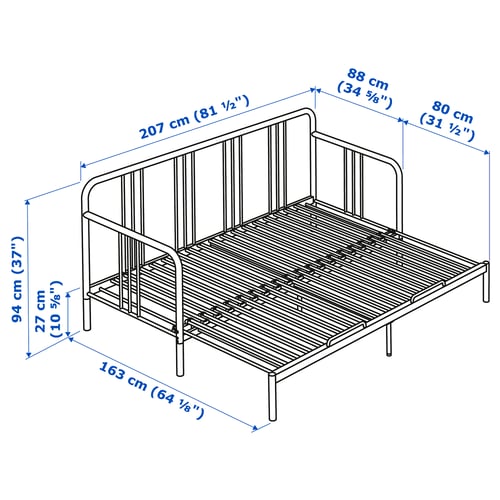 FYRESDAL Day-bed frame, black, 80x200 cm