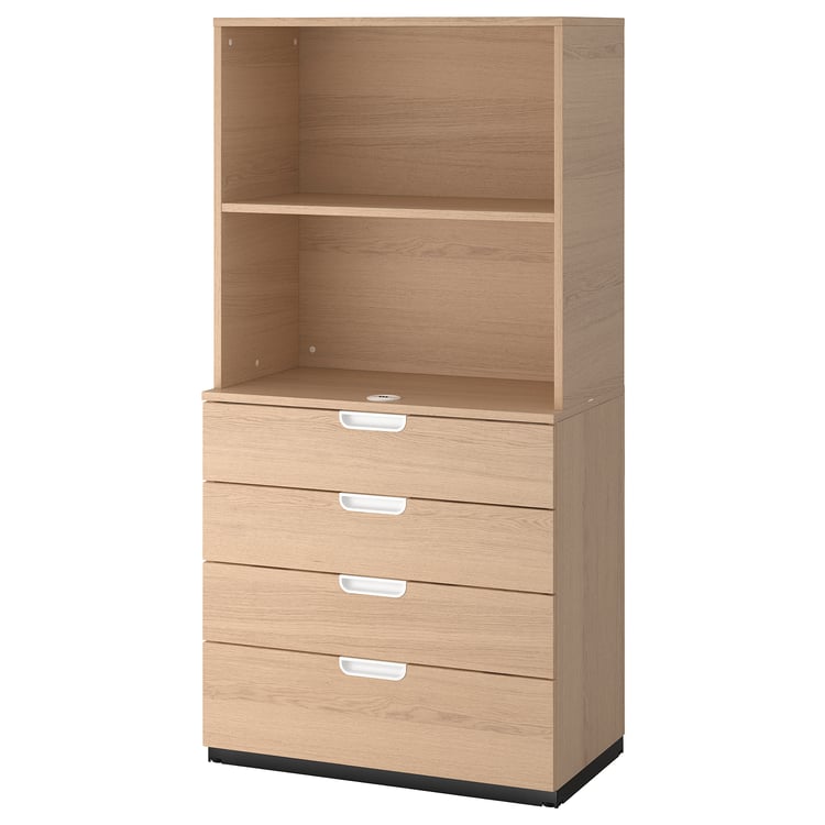 GALANT white stained oak veneer, Storage combination with drawers