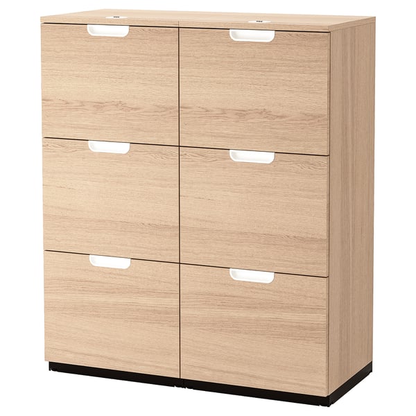 GALANT storage combination with filing, white stained oak veneer