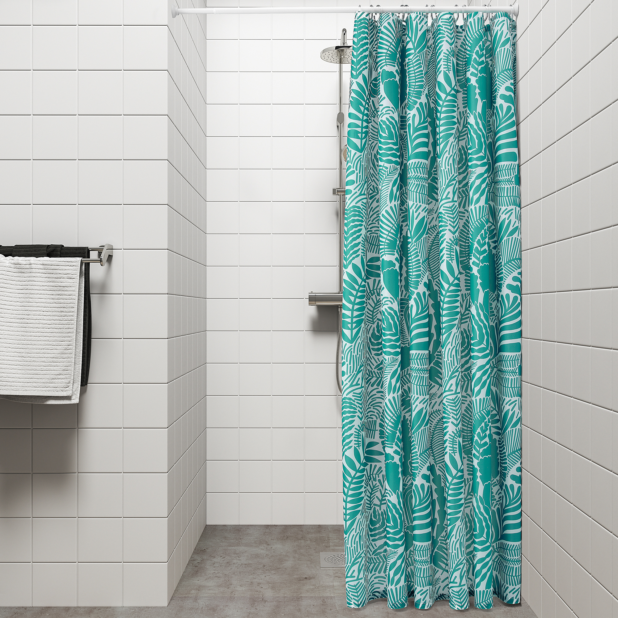 GATKAMOMILL Shower curtain, turquoise, white, 180x180 cm IKEA