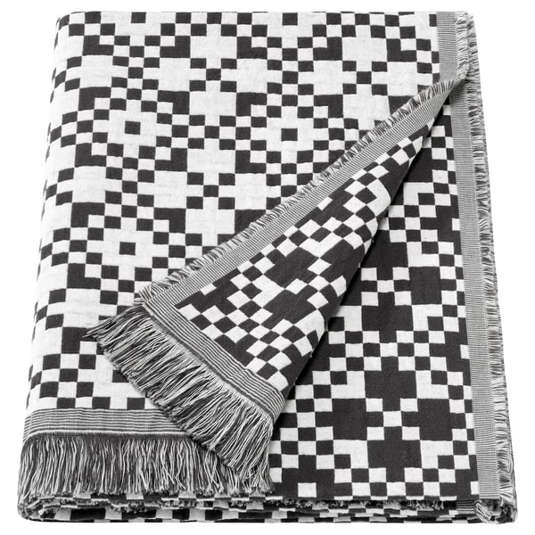 GINSTSÄCKMAL Throw, black/white, 130x170 cm