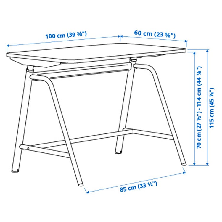GLADHÖJDEN desk sit/stand, light grey/anthracite, 100x60 cm IKEA