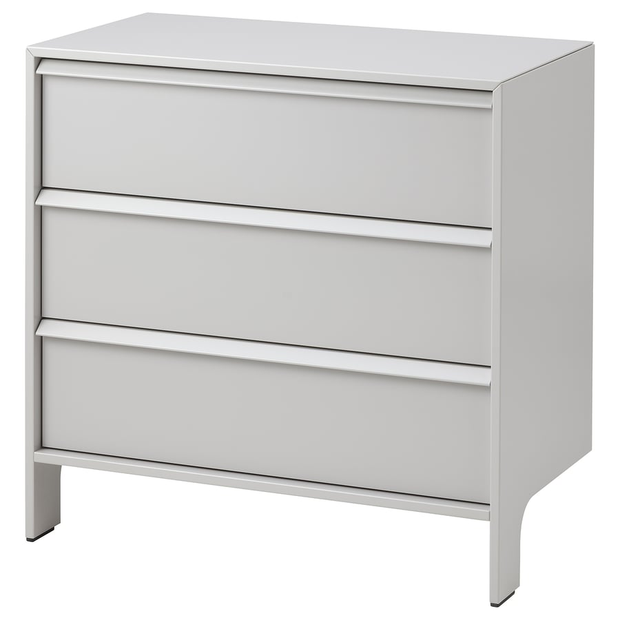 GLESVÄR light grey, Chest of 3 drawers with 2 legs IKEA