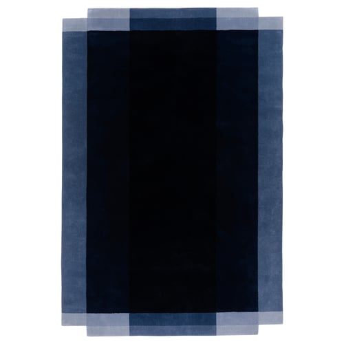 GNETGRÄS rug: blue, rectangular, thick wool with cotton sides, abstract shades.