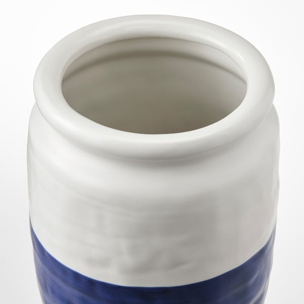 Godtagbar Vase Ceramic White Blue Ikea