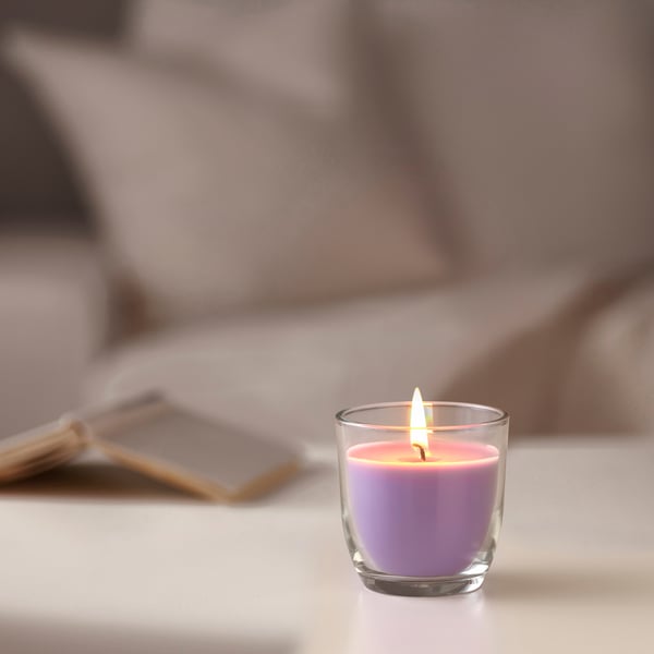 GOLIATTUJA Scented candle in glass, Lavender bliss/purple, 20 hr
