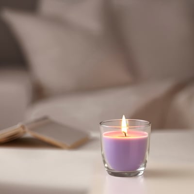 GOLIATTUJA Scented candle in glass, Lavender bliss/purple, 20 hr