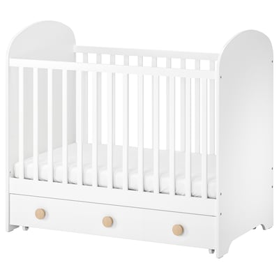 GONATT Cot with drawer, white, 70x140 cm