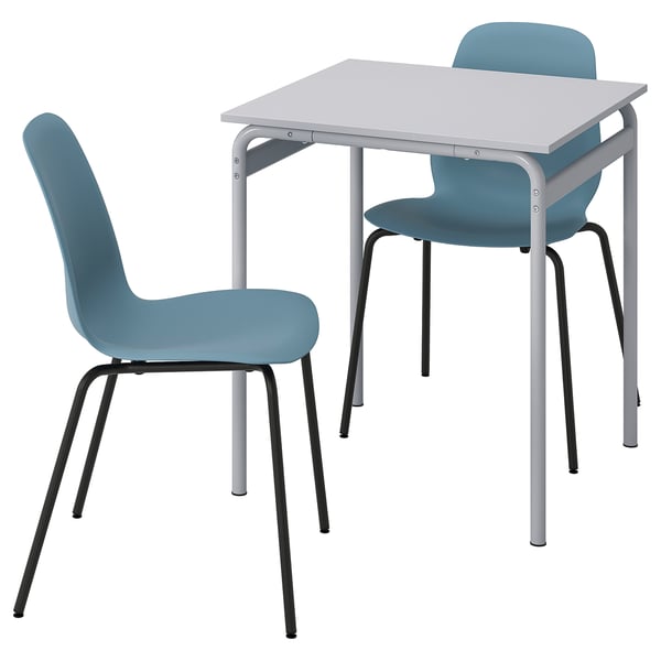 GRÅSALA / LIDÅS dining table and 2 chairs, grey/blue black, 67 cm IKEA