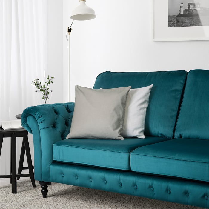 GREVIE velvet blue, 3-seat sofa - IKEA