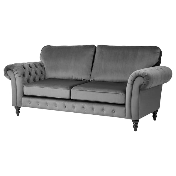 Grevie Velvet Grey 3 Seat Sofa Ikea
