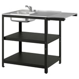 GRILLSKÄR Sink unit w side table, stainless steel/outdoor, 93/116x61 cm
