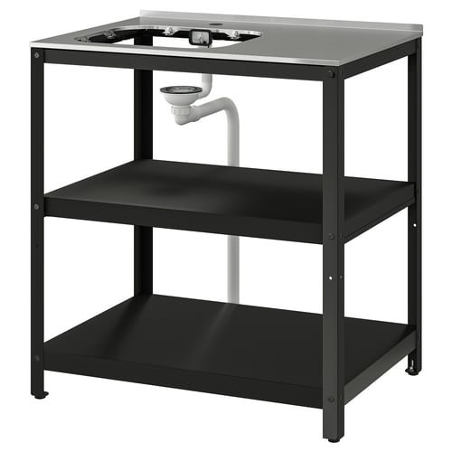 GRILLSKÄR Unit for sink - black/stainless steel outdoor 86x61 cm