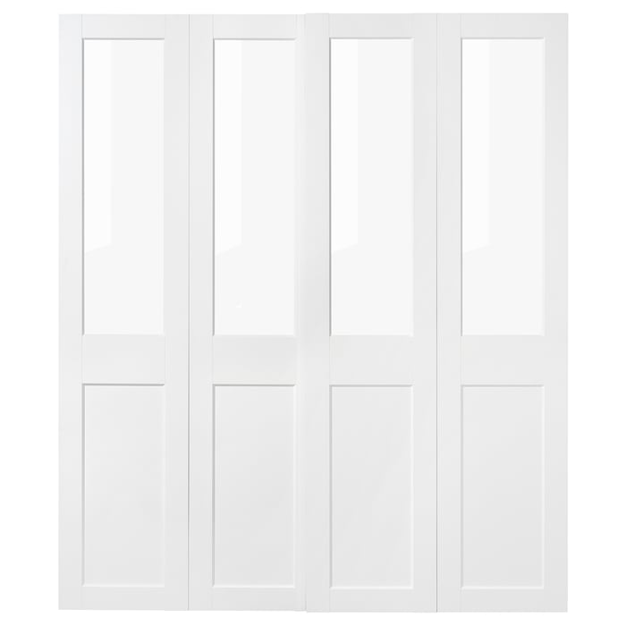 GRIMO pair of sliding doors, glass/white, 200x236 cm IKEA
