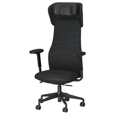 GRÖNFJÄLL office chair with arm/headrest, Letafors grey/black - IKEA UK