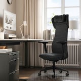 GRÖNFJÄLL Office chair with arm/headrest, Letafors grey/black