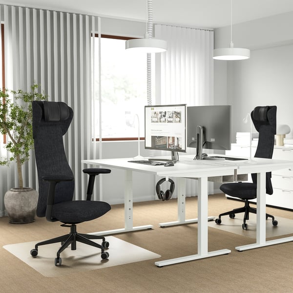 GRÖNFJÄLL Office chair with arm/headrest, Letafors grey/black
