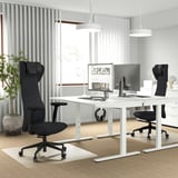 GRÖNFJÄLL Office chair with arm/headrest, Letafors grey/black