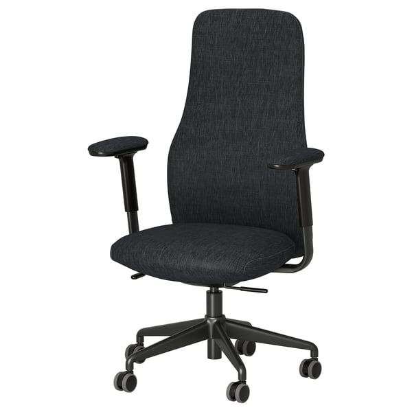 GRÖNFJÄLL Office chair with armrests, Letafors grey/black