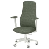 GRÖNFJÄLL Office chair with armrests, Letafors grey-green/white