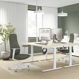GRÖNFJÄLL Office chair with armrests, Letafors grey-green/white