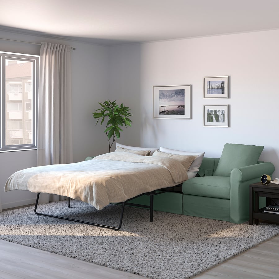 GRÖNLID 3seat sofabed, Tallmyra light green IKEA