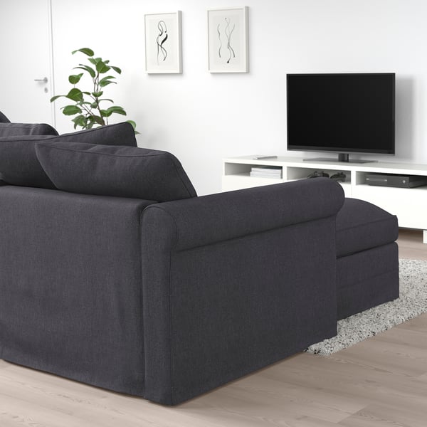 GRÖNLID 3seat sofabed with chaise longue, Sporda dark grey IKEA