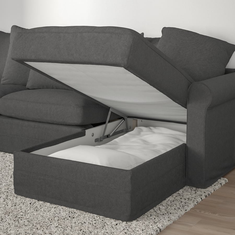 GRÖNLID 3seat sofabed with chaise longue, Tallmyra medium grey IKEA