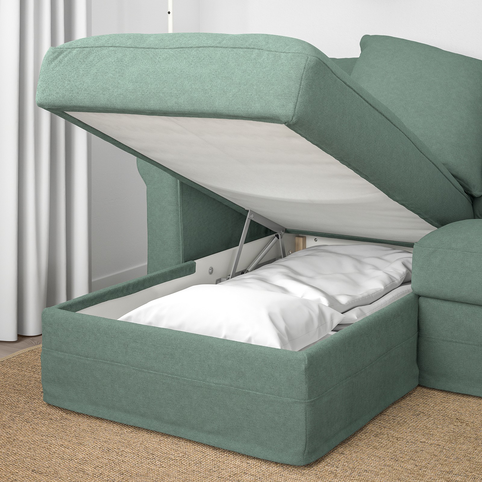 GRÖNLID with chaise longue/Tallmyra light green, 3seat sofa IKEA