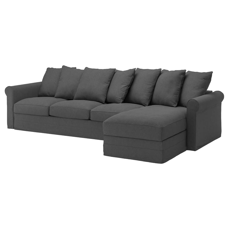 GRÖNLID 4seat sofa with chaise longue, Tallmyra medium grey IKEA