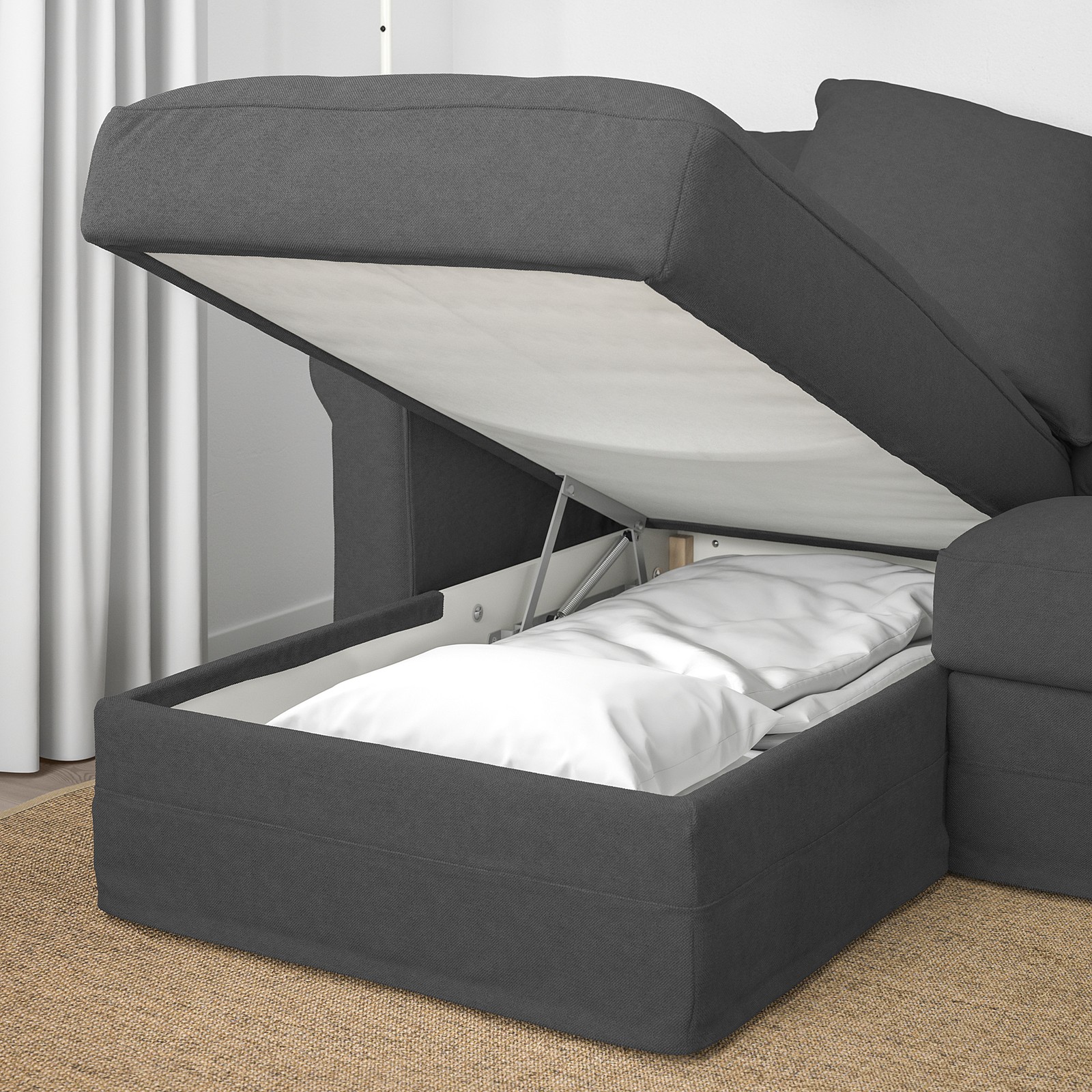 GRÖNLID with chaise longue/Tallmyra medium grey, 4seat sofa IKEA