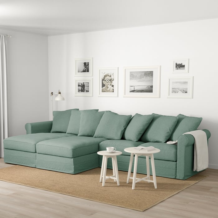 GRÖNLID 4seat sofa with chaise longues, Tallmyra light green IKEA