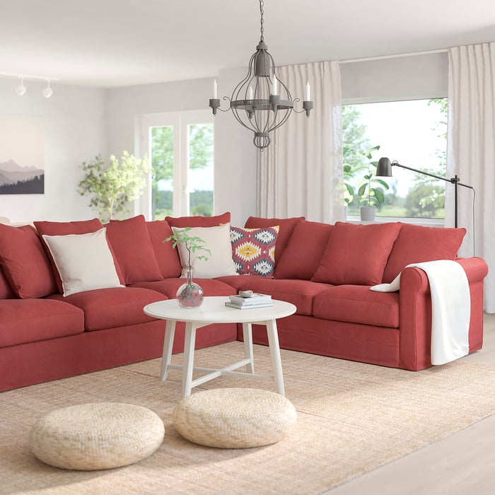 GRÖNLID Corner sofa, 5seat, Tallmyra light red IKEA