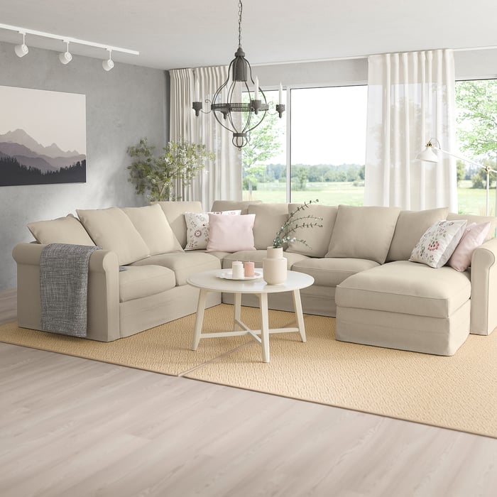 GRÖNLID Corner sofa, 5seat w chaise longue, Sporda natural IKEA
