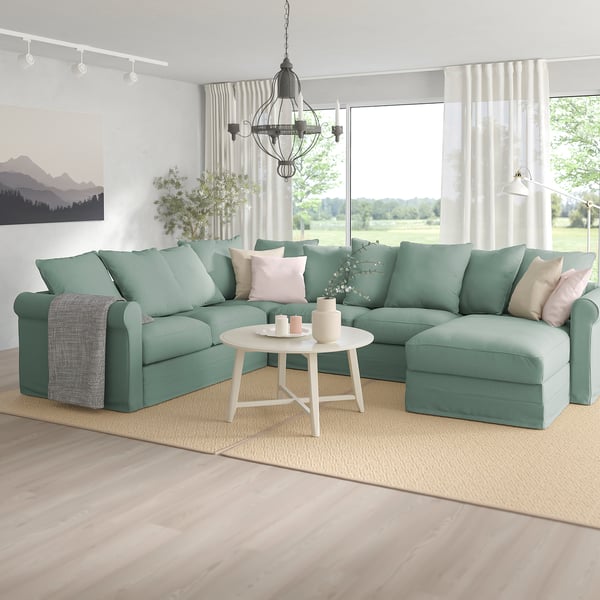 GRÖNLID with chaise longue/Tallmyra light green, Corner sofa, 5seat IKEA