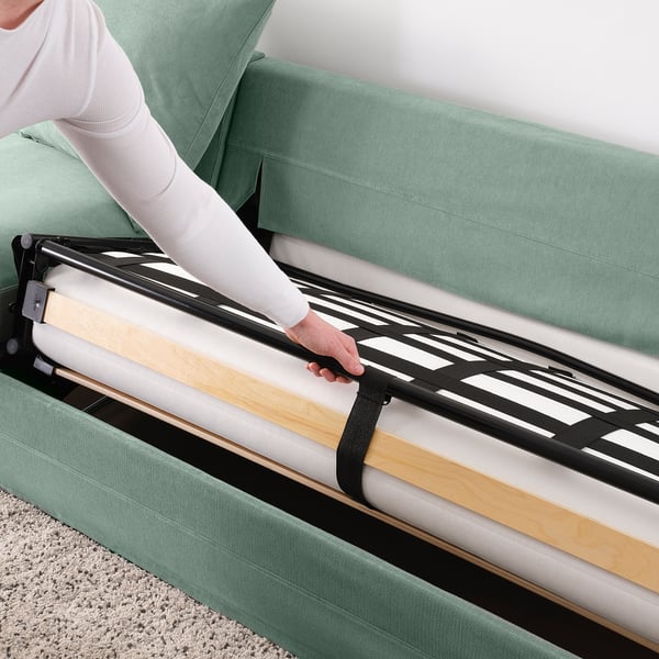 GRÖNLID with open end/Tallmyra light green, Corner sofabed, 4seat IKEA