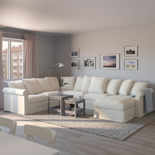 GRÖNLID Crnr sofabed, 5seat w chaise lng, Inseros white IKEA