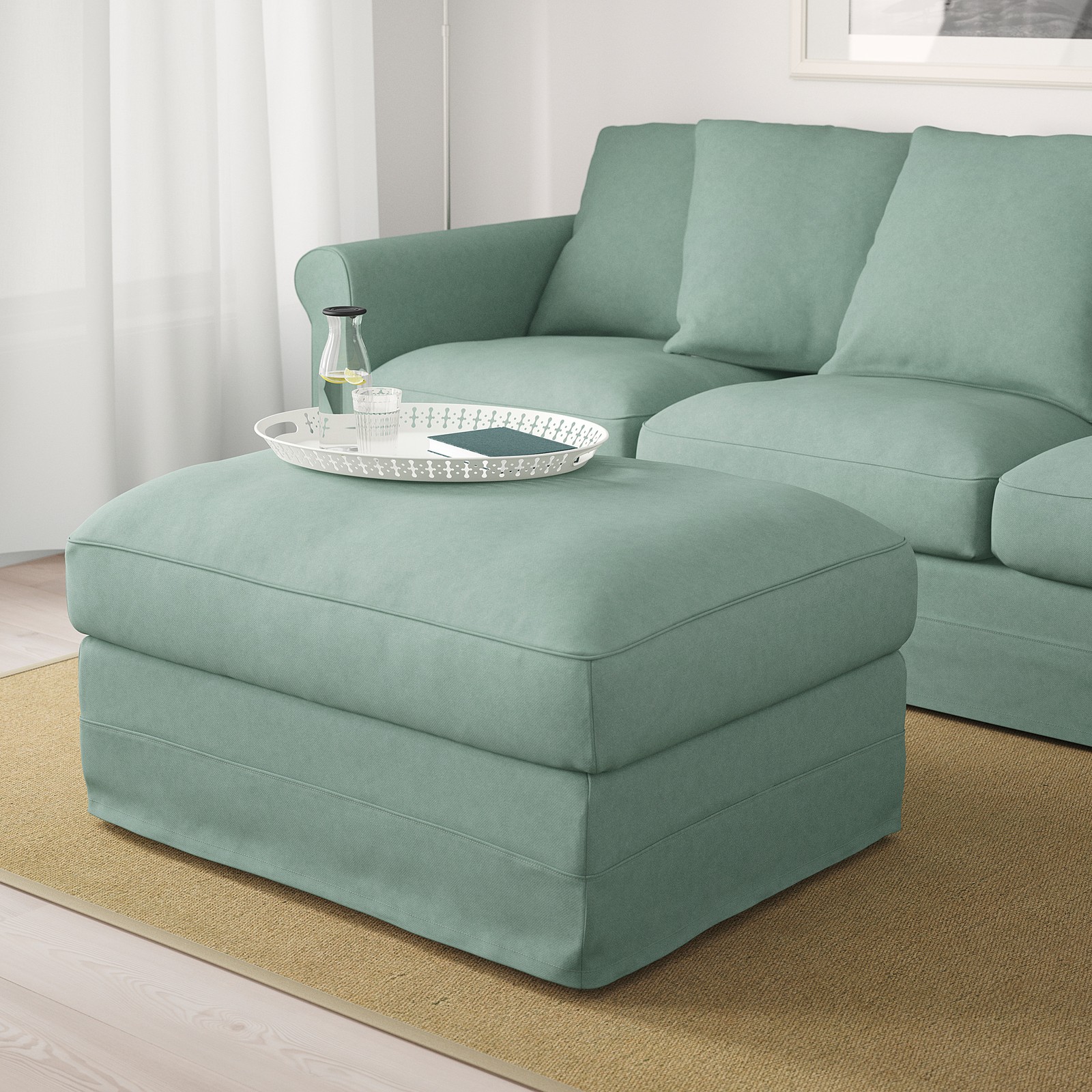 GRÖNLID Tallmyra light green, Footstool with storage IKEA