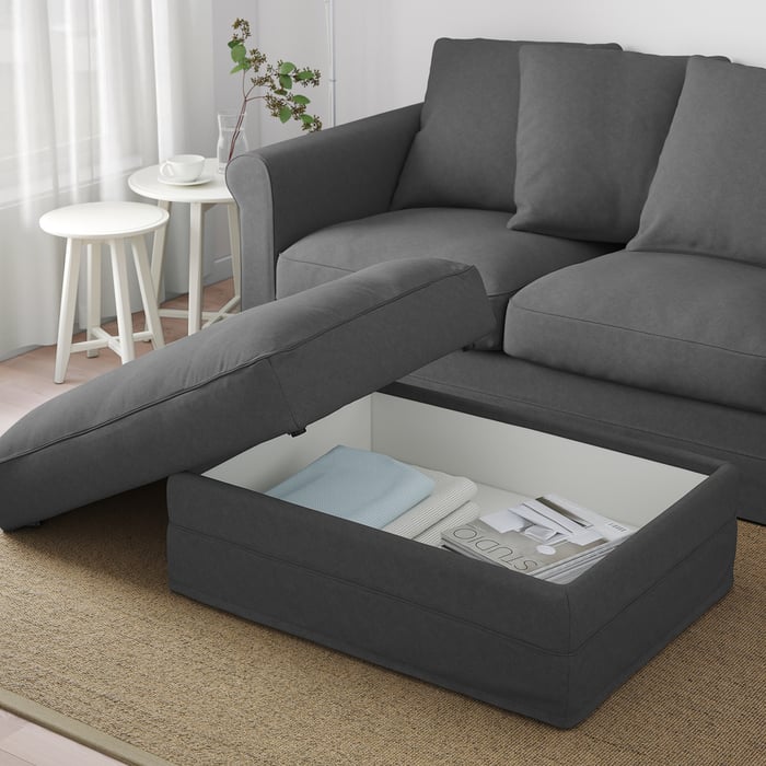 GRÖNLID Footstool with storage, Tallmyra medium grey IKEA