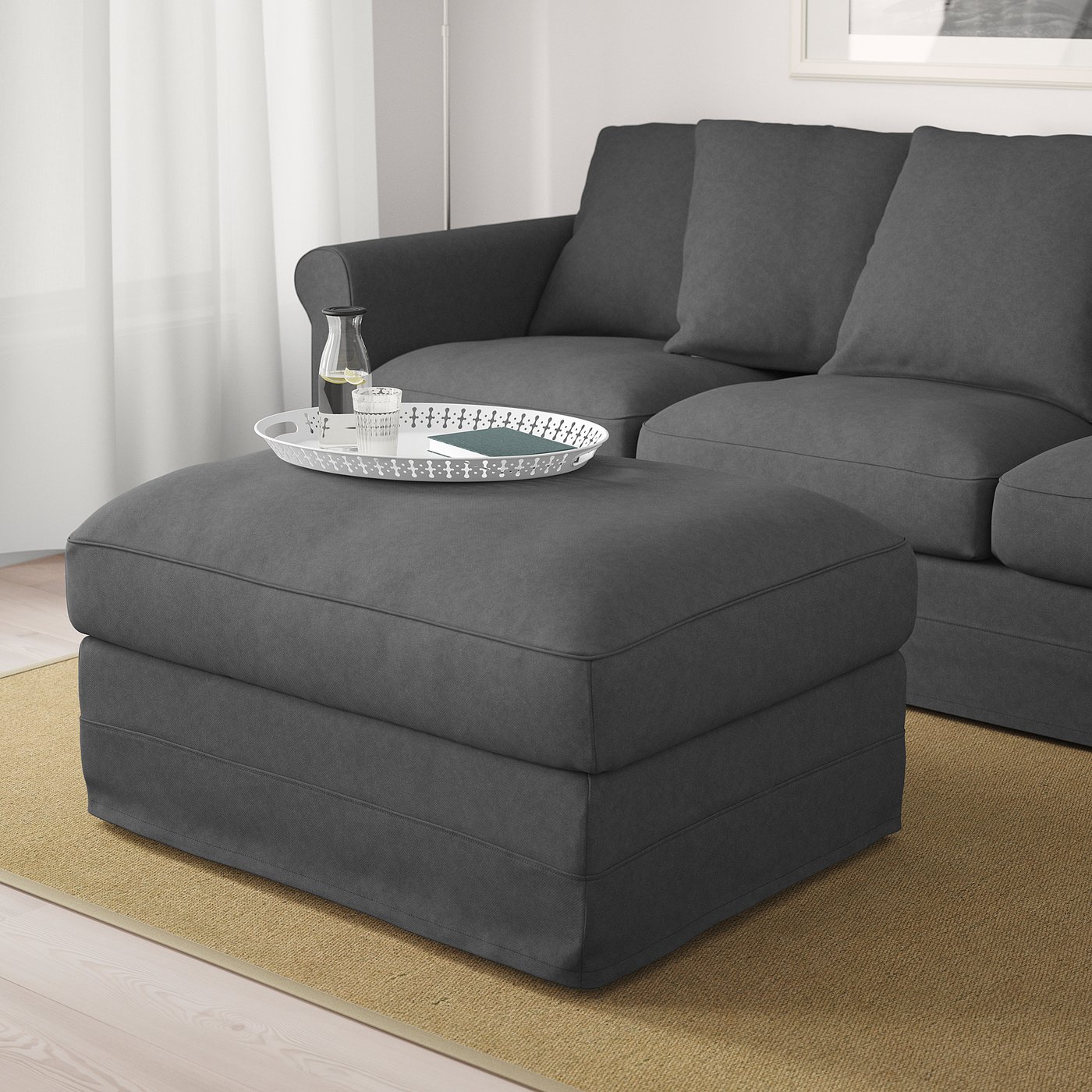 GRÖNLID Tallmyra medium grey, Footstool with storage IKEA