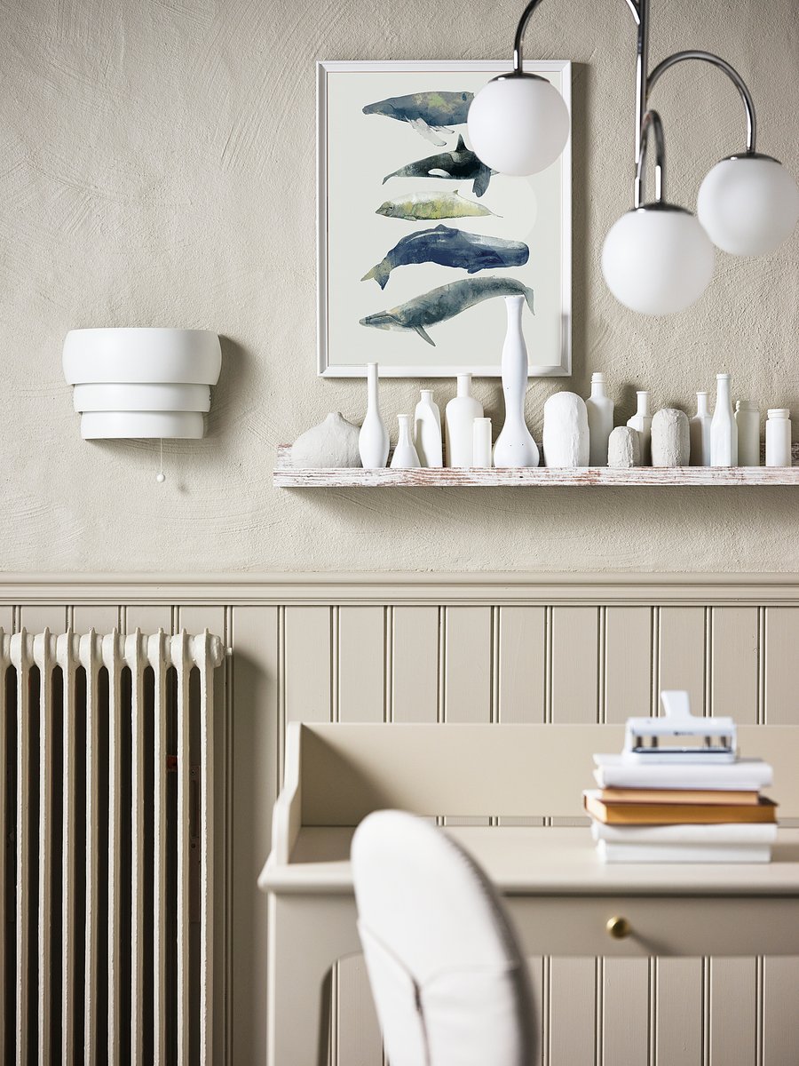 GRÖNPLYM Wall lamp, wiredin installation, white IKEA