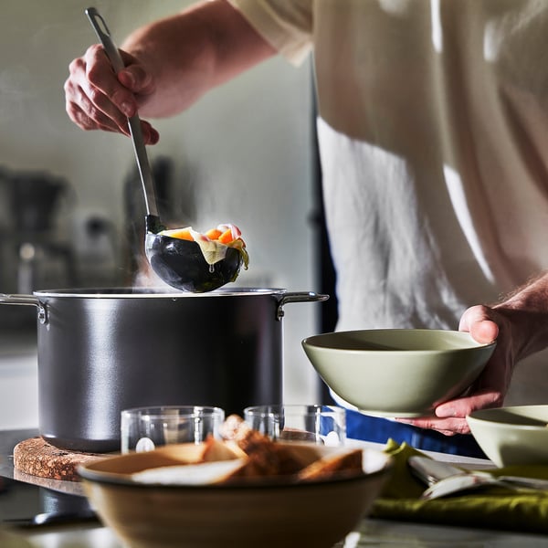 GULDÖRING Pot with lid, non-stick coating stainless steel/black-grey, 3 l