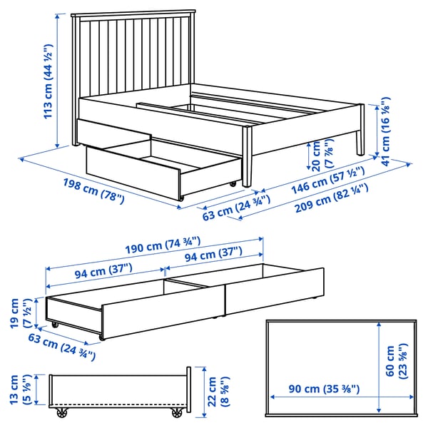 Illustration with measurements for the product: GULLABERG.
