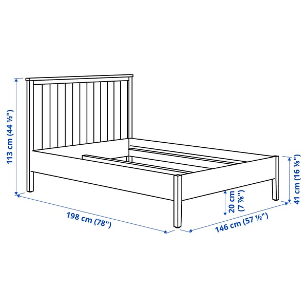 GULLABERG Bedroom furniture, set of 3, grey, Standard Double