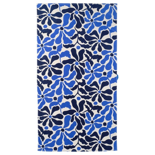 GULYXNE: blue floral beach towel, rectangular, 100% cotton.