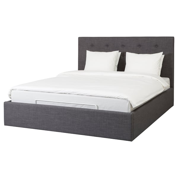 GVARV Skiftebo dark grey grey, Ottoman bed, Standard Double IKEA